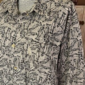 Columbia Sportswear Fish Print Cotton Button up Long Sleeve Shirt Men’s XXL